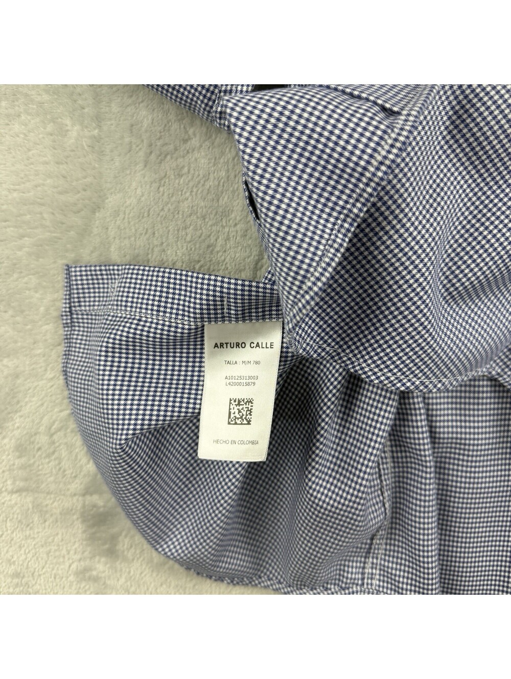 Arturo Calle Mens M Blue Check Dress Shirt Regular Fit Long Sleeve Button Preppy - Picture 11 of 11